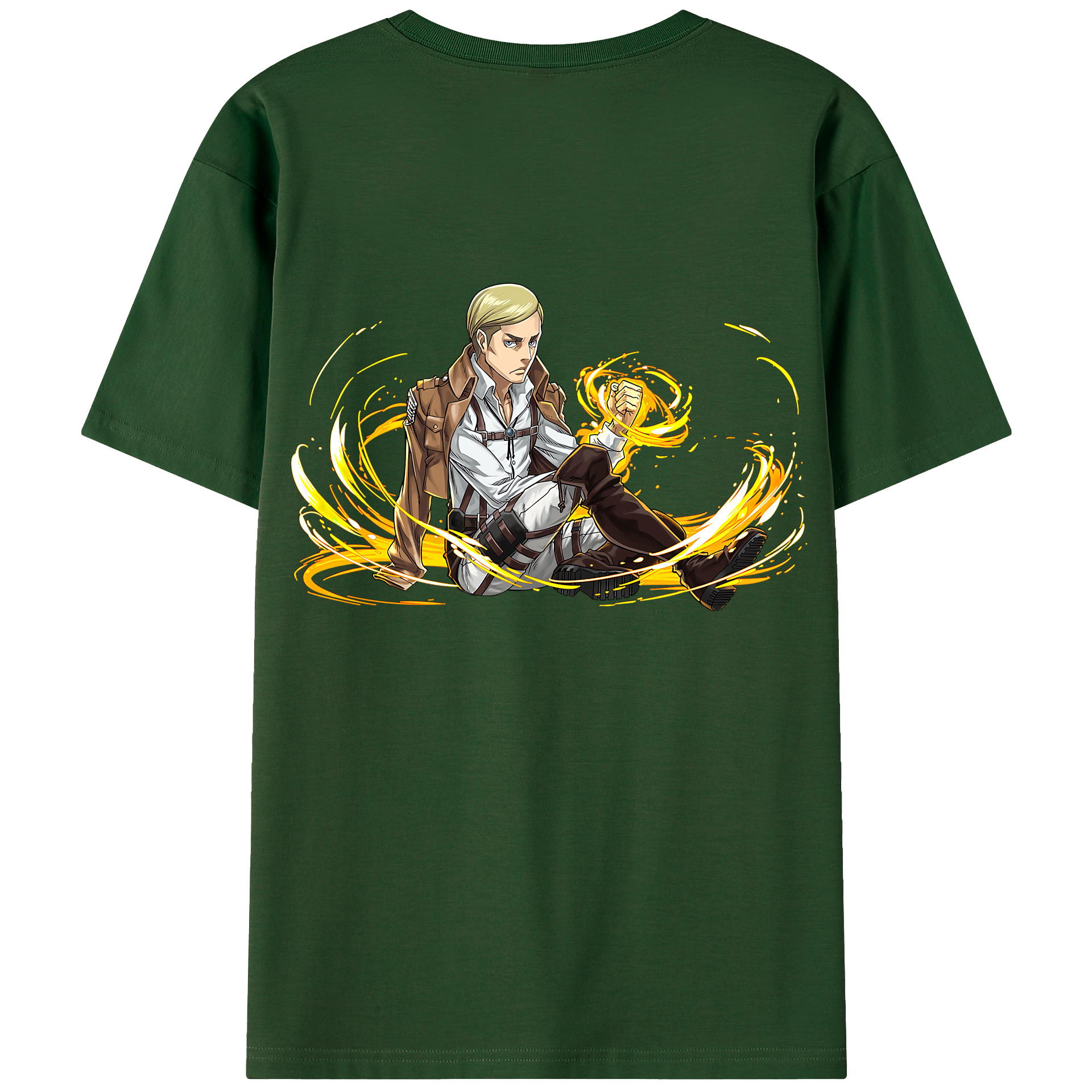 （画像用） 進撃の巨人 エルヴィン・スミス Attack on Titan Erwin Smith 綿100％半袖Tシャツ（背面プリント）